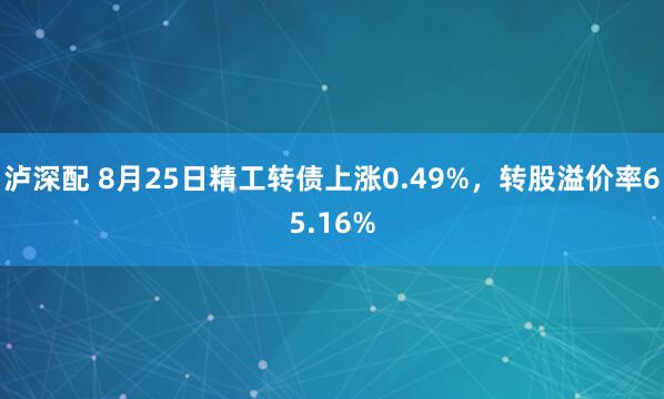 泸深配 8月25日精工转债上涨0.49%，转股溢价率65.16%